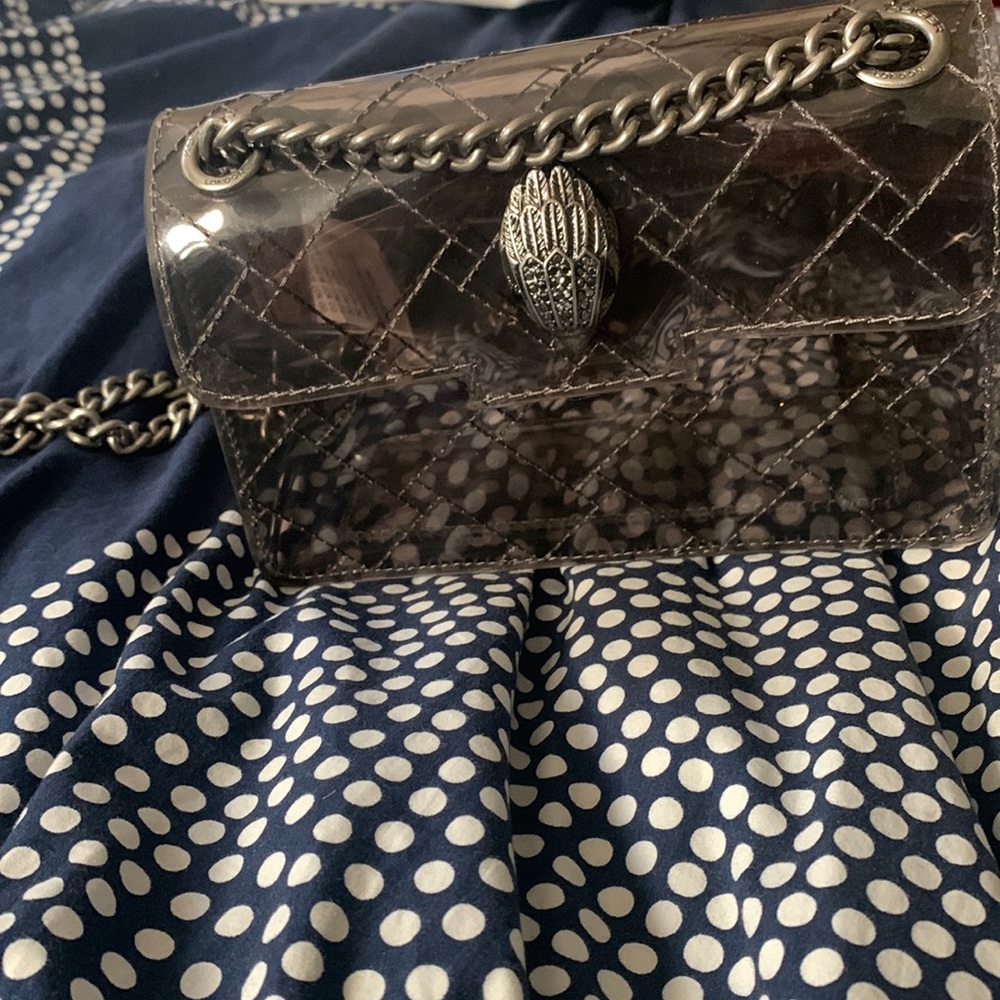 Kurt Geiger clear gray crossbody with chain